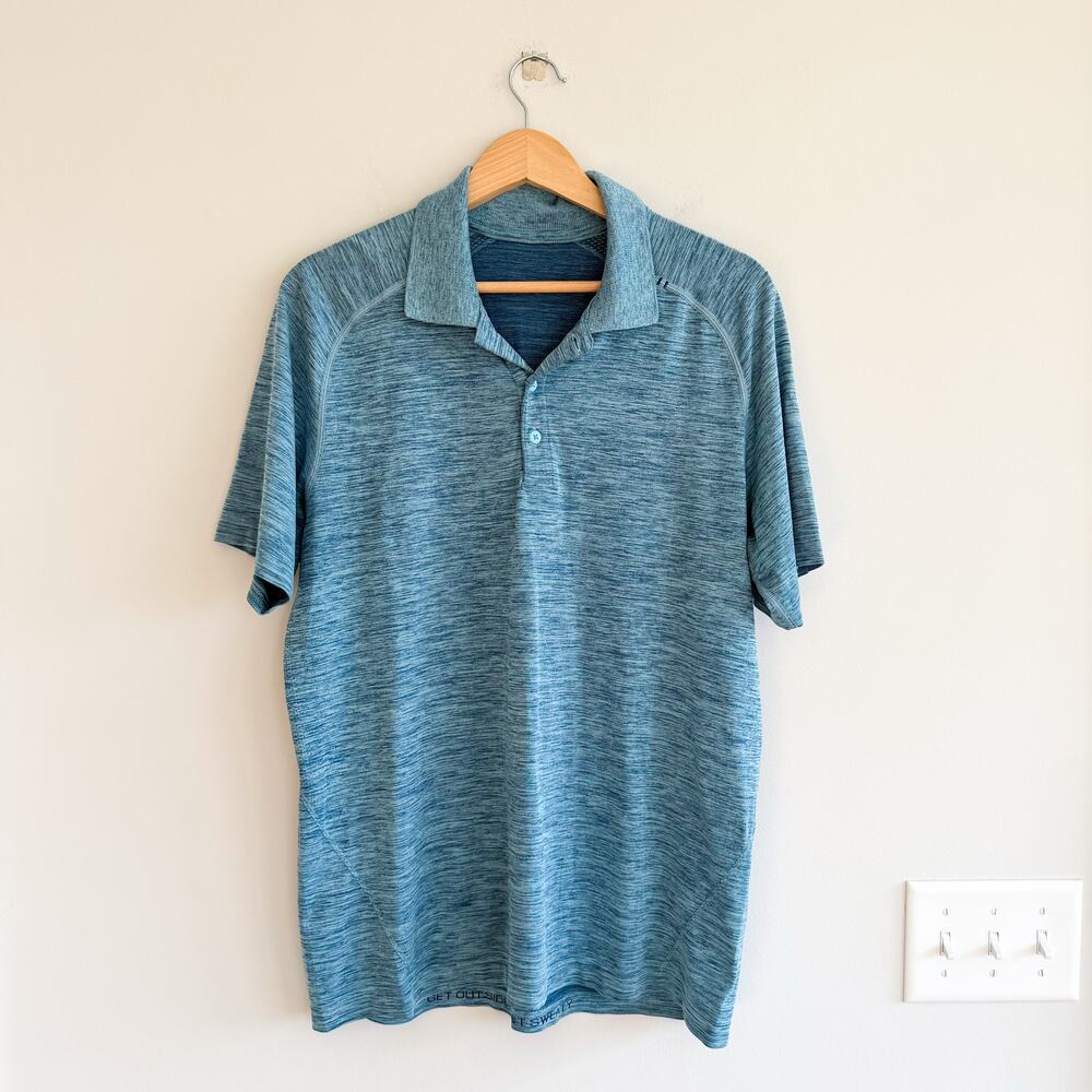 Lululemon Breathable Lightweight Metal Vent Tech Polo Shirt Blue L